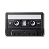 Black and white audio cassette tape